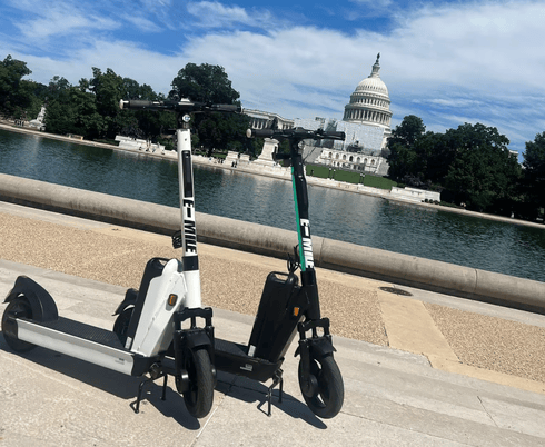 Two Scooters By the Capitol Reflecting Pool in Washington DC